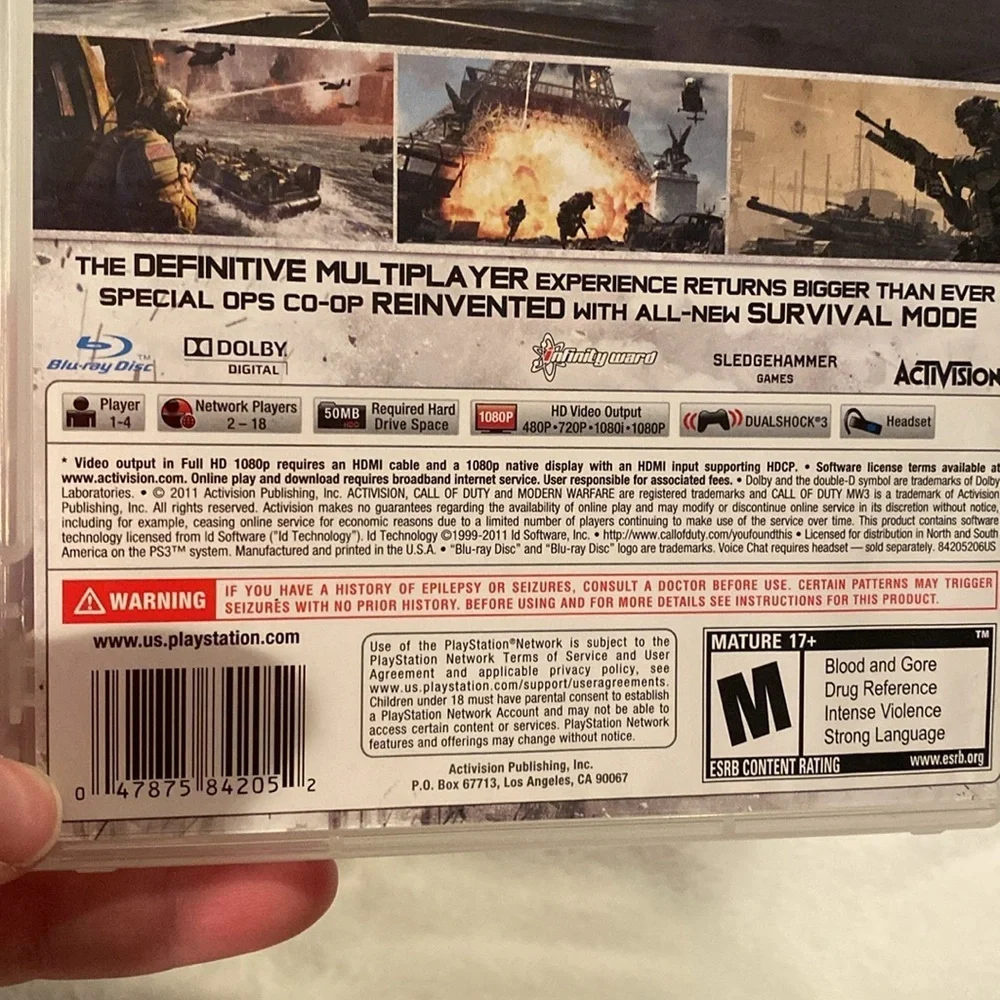 PS3 Call Of Duty Modern Warfare 3 Video Game